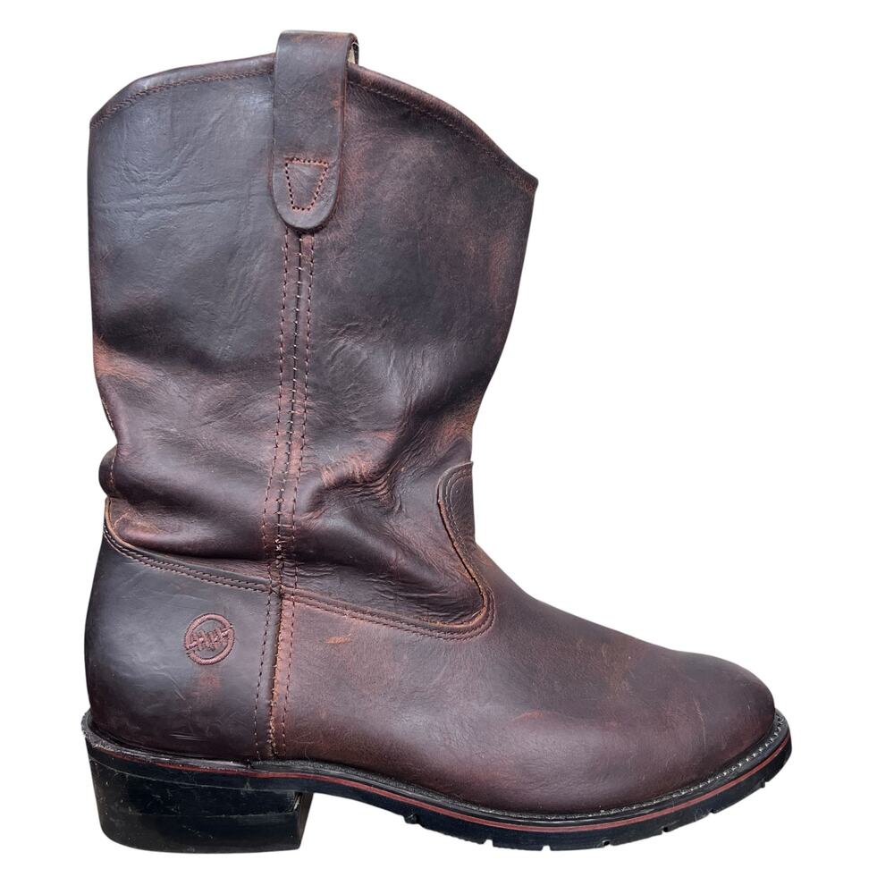 Double-H Men’s Brown Leather Wide Western Work Boots Size 12.5 3E